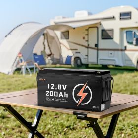 12V 200Ah Deep Cycle LiFePO4 Battery BMS Lithium Iron Phosphate Battery For RV (Option: Black)