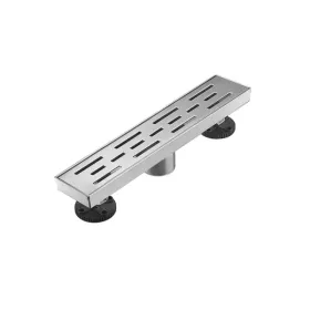 12 Inch Linear Shower Drain With Removable Brick Patterned Grate Cover, 304 Stainless Steel Shower Floor Drain With Hair Strainer And Leveling Fe (Option: defaulttitle)