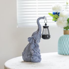 Elephant Solar Light, Solar Elephant Figurine Light, Front Porch Decor, Solar Elephant Statue, Indoor Outdoor Solar Light, Solar Powered Garden D (Option: gray)