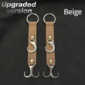 2 Pieces PU Car Hooks, Car Seat Cushion Hooks, Car Seat Back Storage Hooks, Faux Leather Car Hooks, Multi-functional Car Headrest Hooks, Car Seat (Option: beige)